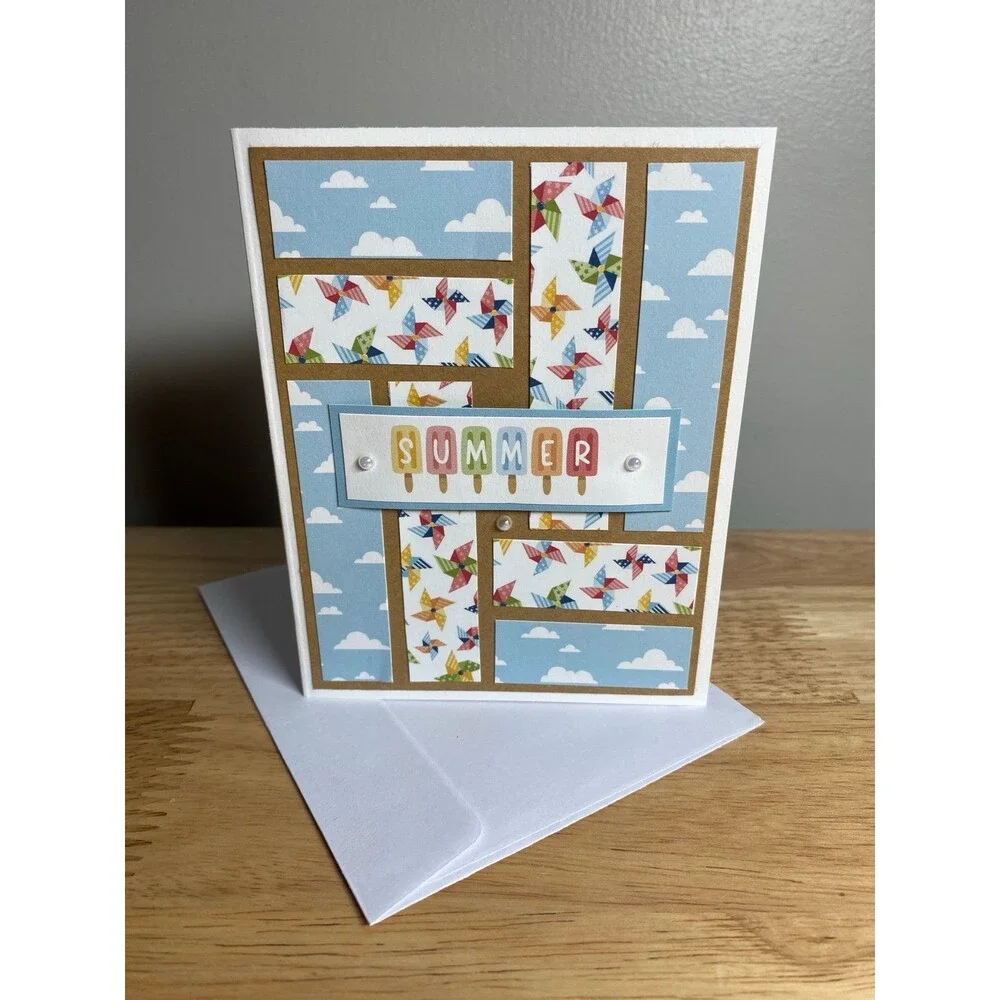 Handmade Summer Blank Greeting Card A2 & Envelope